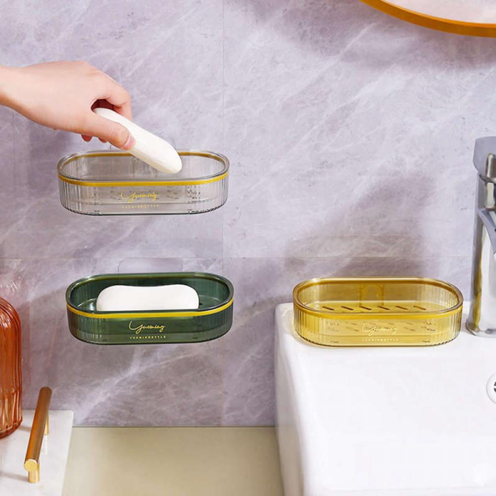 Cheers US Shower Wall Soap Dish Holder: Wall Mounted Draining Soap Saver  for Bathroom Tile - Rectangle Bar Soapdish with Perforation - Replacement  for Suction Soapholder 