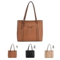 thumbnail image 3 of Faux Leather Tote Bag Zipper Adjustable Simple Work Shoulder Bag Casual Handbag, 3 of 10