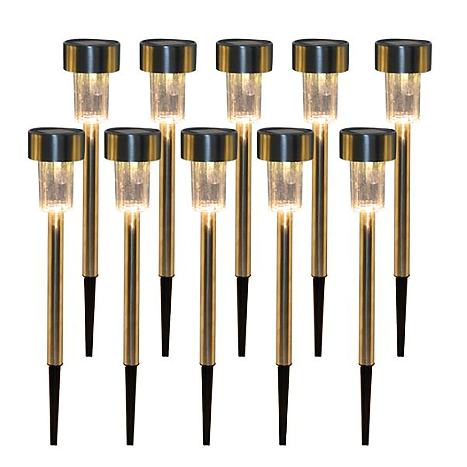 Solar Lights Outdoor, 10 Pack Stainless Steel Outdoor Solar Lights
