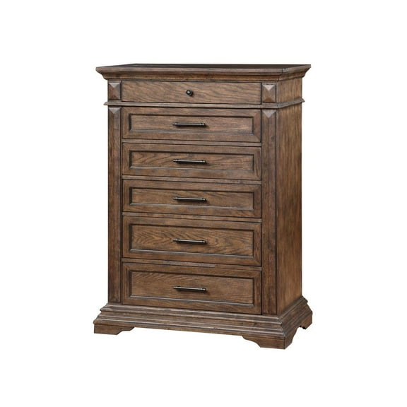 New Classic Furniture Mar Vista Solid Wood 6-Drawer Chest in Brushed Walnut
