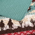 thumbnail image 6 of Chezmoi Collection Dune 3-Piece Southwestern Cowboys Quilt Set, Multicolor Teal Brown Beige Tan Red Printed Microfiber Bedspread, King, 6 of 8