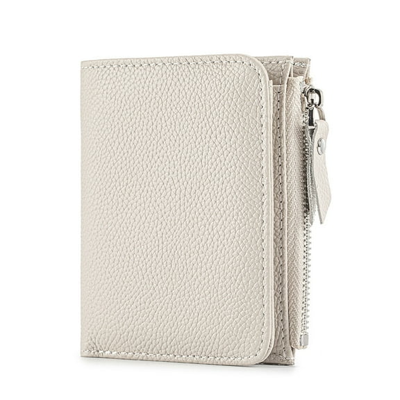 Small Wallet for Women Leather Bifold Compact RFID Blocking Zipper Pocket Ladies Credit Card Slots Purse with ID Window