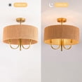 thumbnail image 2 of Maxax 3 - Lights 17.7" Drum Semi Flush Mount Ceiling Light, Boho Hand-Woven Caged Shade Ceiling Light for Living Room, Dining Room, 2 of 5
