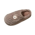 thumbnail image 3 of Women House Slippers Non-Slip Flat Heel Closed Toe Slip-on Slides Winter Casual Home Indoor Outdoor Plus Velvet Warm Slippers for Women Coffee 9, 3 of 6