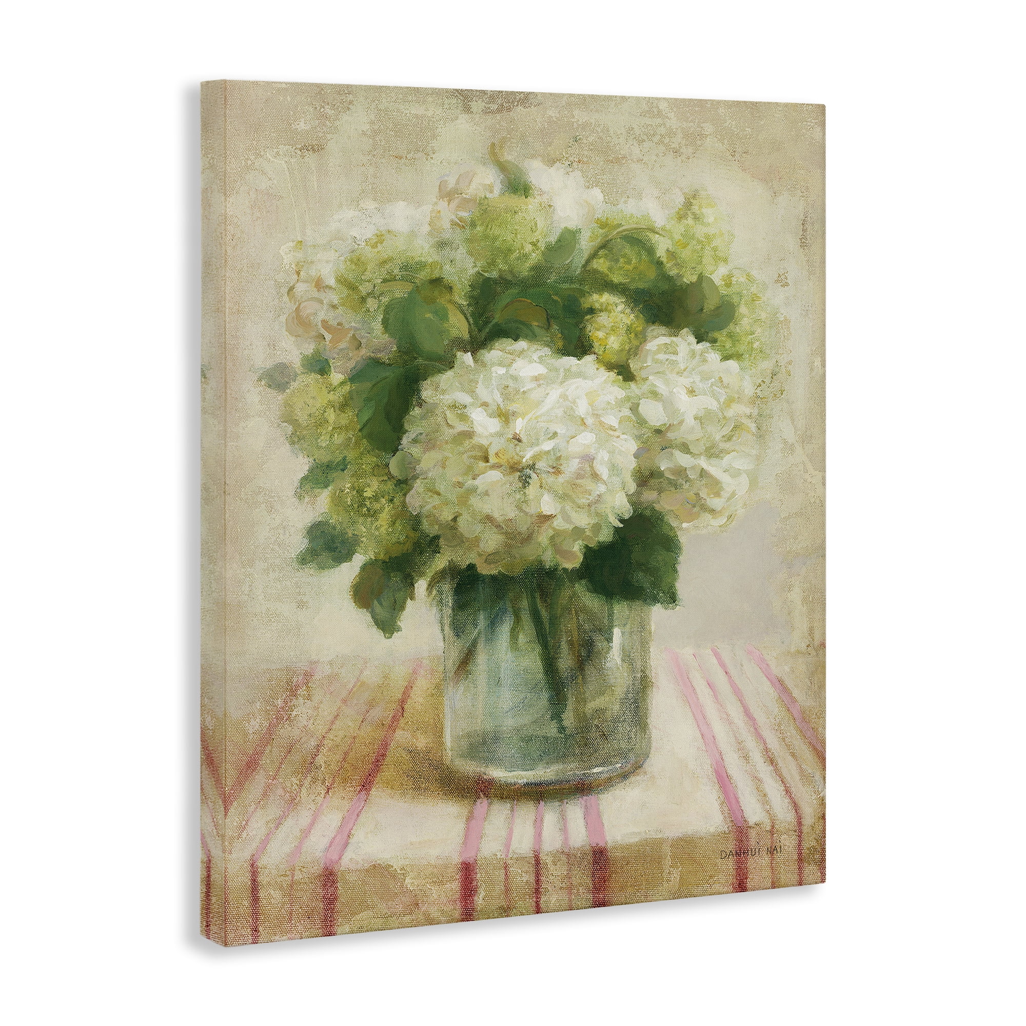 Stupell Industries Cottage Hydrangeas in White Plants & Flowers Painting Wrapped Canvas Art Print Wall Art, 24 x 30