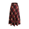thumbnail image 4 of Women's Lattice Skirt Warm Elastic Waist Wool A-Line Pleated Tartan Winter Long Skirts, 4 of 9
