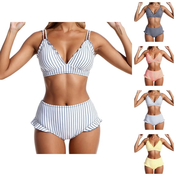 Women's Bikini Swimsuits Floral Print High Waist Bikini Sets for Women With Straps Beach Cover Up Outfit Swimsuit