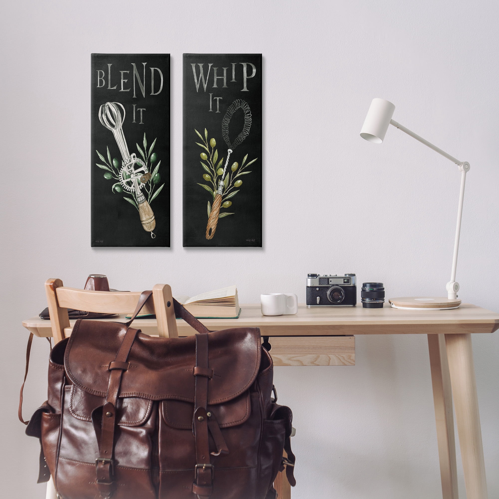 Stupell Industries Vintage Utensil Phrases Botanical & Floral Painting Gallery Wrapped Canvas Art Print Wall Art, 10 x 24, Set of 2