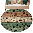thumbnail image 2 of Round Area Rug 7 Ft, Dark Sage Green Brown Washable Non-Slip Circle Carpet for Living Room/Bedroom, Farmhouse Dog Paw Vintage Low-Profile Large Runner Mat Collection Rugs for Indoor, 2 of 7