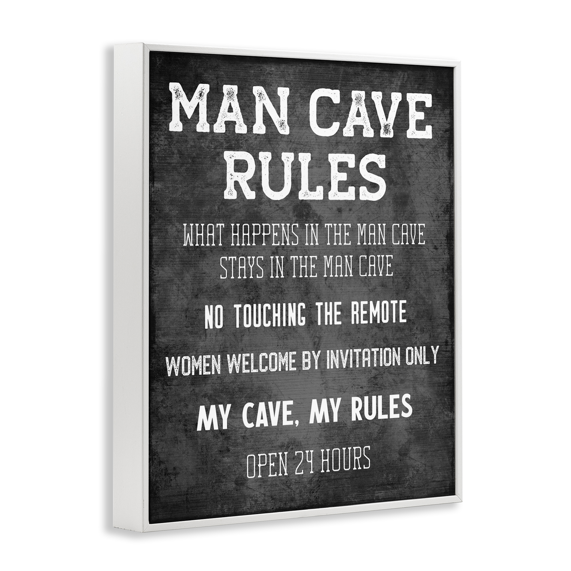 Stupell Industries My Man Cave Rules Typography Painting White Framed Art Print Wall Art, 16 x 20