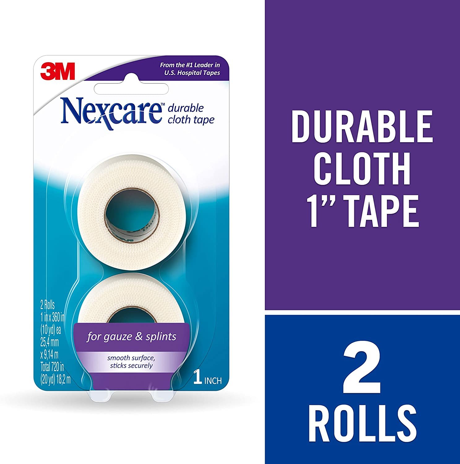 4 Pack - Nexcare Durapore Durable Cloth Tape 1 Inch X 10 Yards 2 in Each