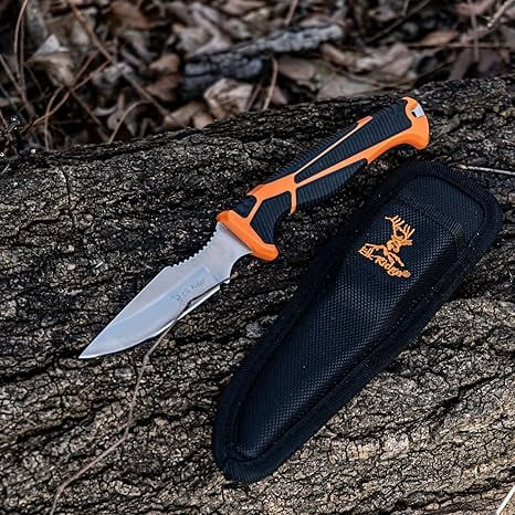 Elk Ridge Outdoors - TREK - Caping Knife, Orange and Black TPR Handle with Rigid Nylon Sheath