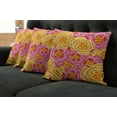 thumbnail image 2 of Ambesonne Floral Throw Pillow Cover 4 Pack, Funky Vibrant Flowers, 20", Yellow Pink Orange, 2 of 6
