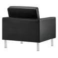 thumbnail image 5 of Armchair Accent Chair and Ottoman, Black Silver, Vegan Leather, Mid Century Living Lounge Cafe Lobby Hospitality Restaurant, Modern Contemporary HB34844, 5 of 11