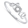 thumbnail image 4 of Clear CZ Wholesale Love Promise Script Ring .925 Sterling Silver Band White Female Size 10, 4 of 4