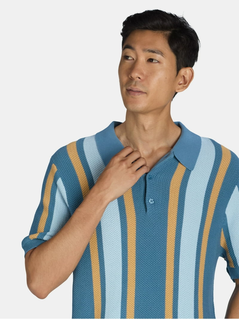 Tribekka 44 men's Striped Seed Stitch Polo Shirt - Design