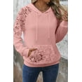 thumbnail image 5 of Women's Pink Lace Patchwork Waffle Hoodie – Casual Daily Wear [ZhiHiMeRi] | XL, 5 of 7