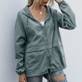 thumbnail image 3 of Women's Waterproof Raincoat Lightweight Rain Jacket Hooded Windbreaker with Pockets for Outdoor Casual Zip Up Hoodie, 3 of 6