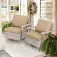thumbnail image 4 of Auzfy Oversized Patio Wicker Swivel Rocker Chairs Set of 2 for Outdoor Poolside, Brown, 4 of 6