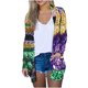 thumbnail image 2 of Prendas de abrigo y chaquetas informales sin capucha de manga larga para mujer, blusa informal de manga larga con estampado y bolsillo, cárdigan, abrigo holgado de algodón de imitación para mujer, 2 of 6