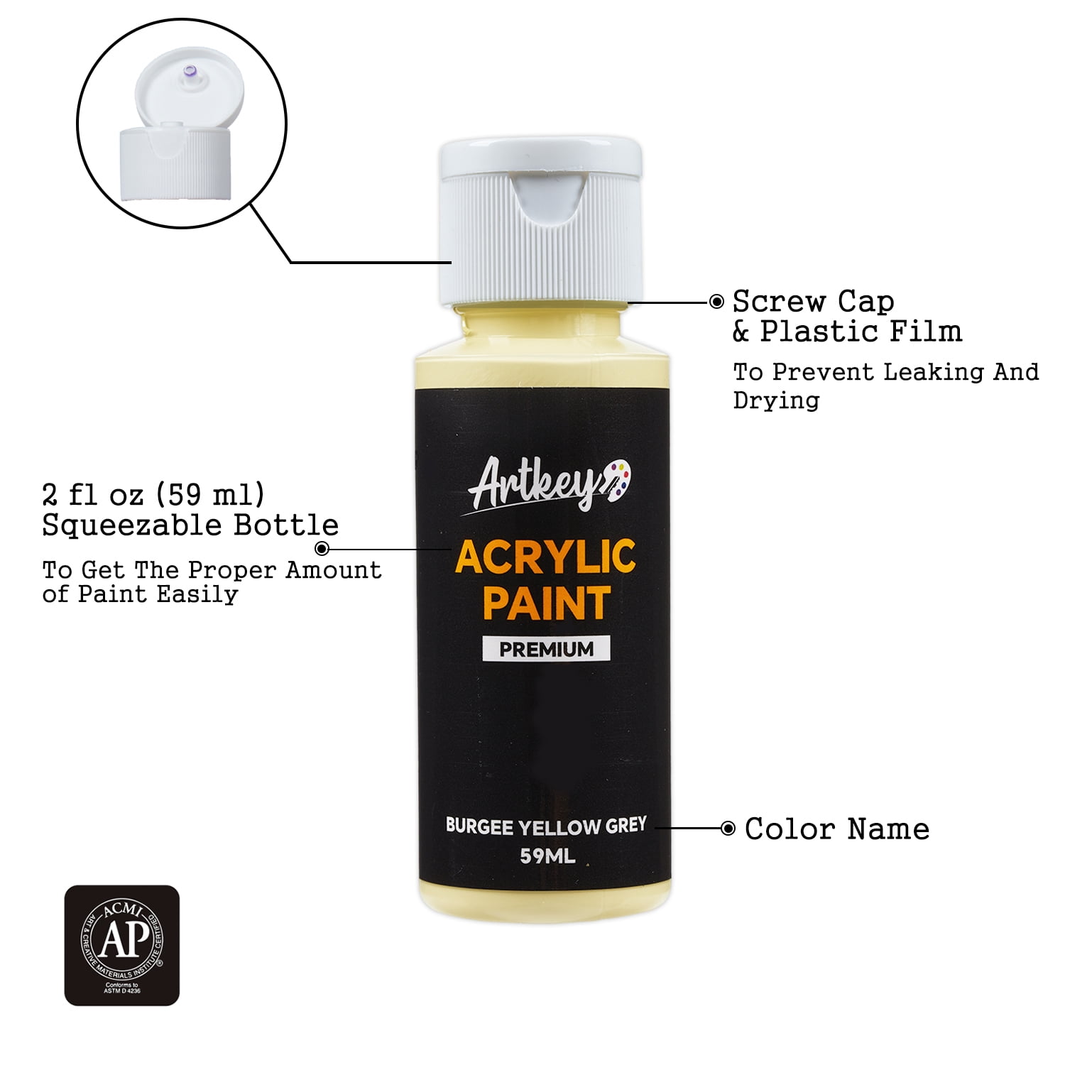 Artkey Acrylic Paint Set, 16 Colors 2 oz/59 ml Acrylic Paint Kit for Professional Artists & Beginners – Morandi Inspired