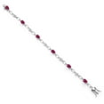 thumbnail image 2 of Gem Stone King 925 Sterling Silver Red Created Ruby and Round White Lab Grown Diamond Tennis Bracelet for Women (3.04 Cttw, Gemstone Birthstone, Oval 6X4MM, 7.25 inches), 2 of 4