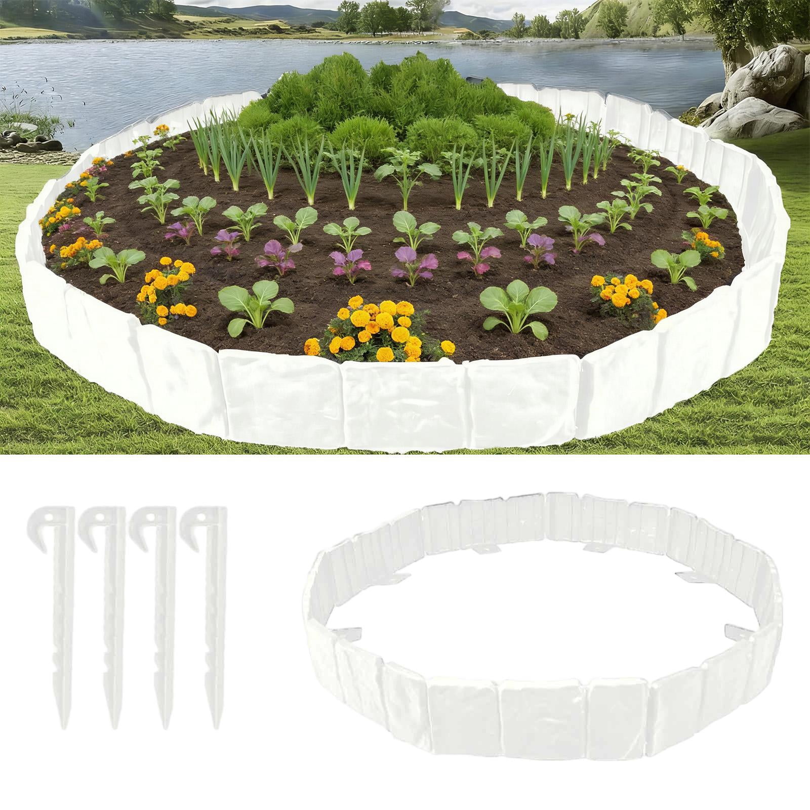 Nishiyuenyi Garden Edging Border Easily Install Outdoor Yard Multifunctional Lawn Border White