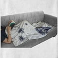 thumbnail image 6 of Dandelion Soft Flannel Fleece Throw Blanket, Monochrome Flowers with Flying Blooming Nature Inspiration Botany Theme, Cozy Plush for Indoor and Outdoor Use, 70" x 90", Indigo and White, by Ambesonne, 6 of 6