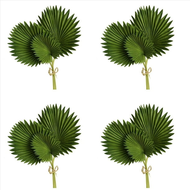 12 Piezas Hojas de Palma Artificiales Manojo de Plantas Falsas de Plástico Verde Hojas de Simulación Arreglo de Flores Decoración del Hogar