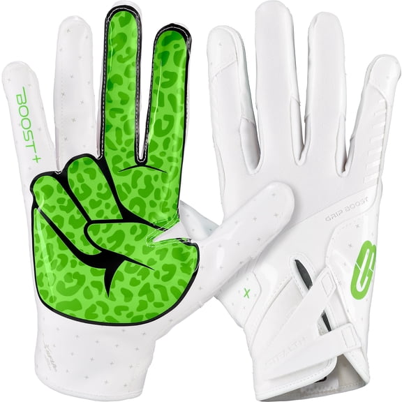 Grip Boost Peace Stealth 6 Boost Plus Football Gloves - White/Lime