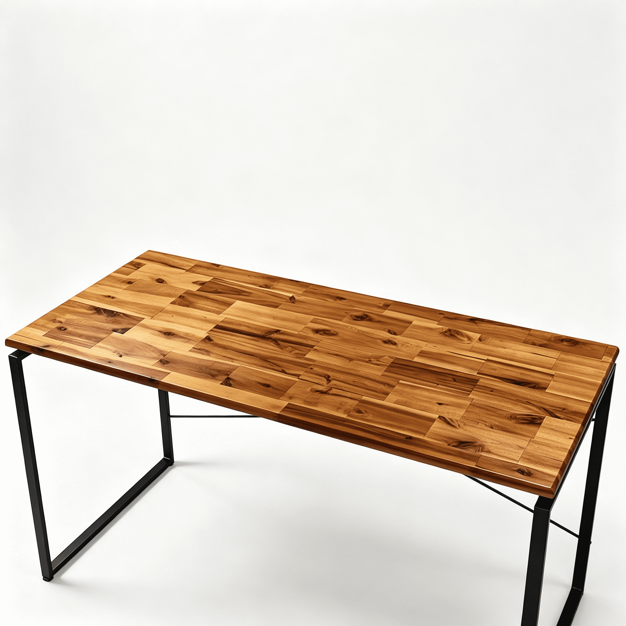 Astoutdoor Metal Frame Writing Desk, Oak and Black Finish, Home Office Laptop Table