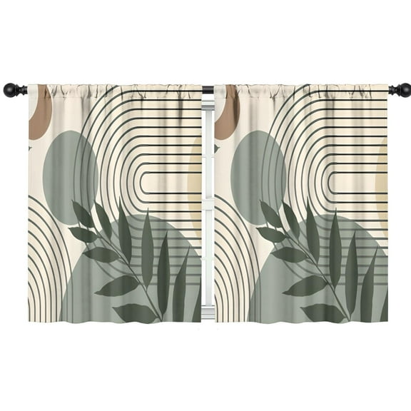 Blackout Kids Curtains,Green Boho Geometric and Plant Pattern Childrens Insulated Curtains Set Of 2,Bedroom Essentials,Toddler Room Decor 42x54in(106x137cm)