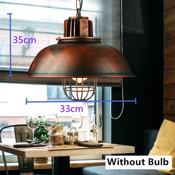 Warehouse Iron Pendant Lamp Rustic Hanging Dome Shade E27 Ceiling Light Fixture