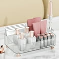 thumbnail image 4 of Lcxifdre 4-Compartment Makeup Organizer Tray, Bathroom Vanity Dresser Tray for Perfume Cosmetics, Clear Plastic Cosmetic Countertop Organizer for Skincare Lipsticks, 4 of 6