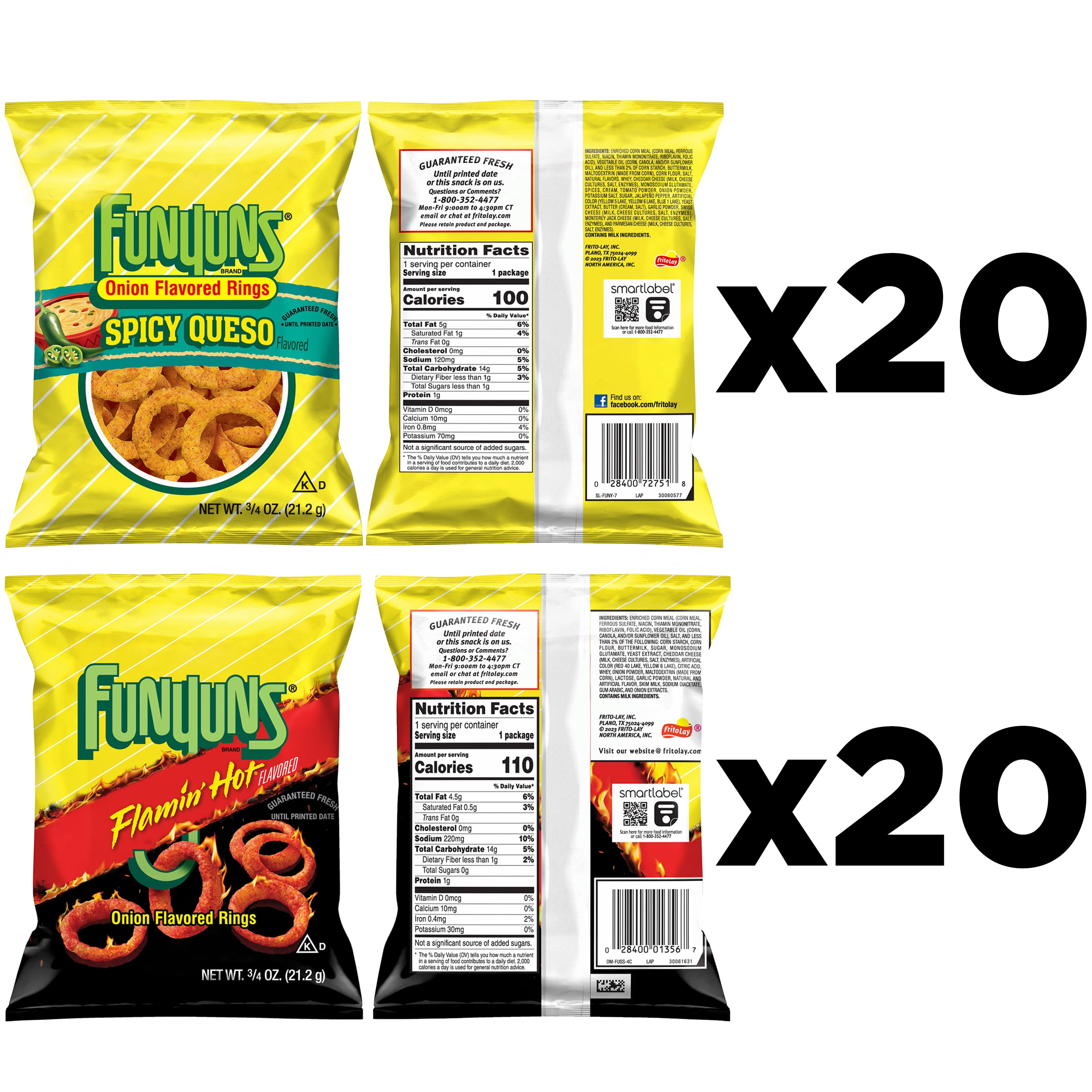 Funyuns Onion Rings Snacks Variety Pack, 0.75 oz Bags, 40 Count