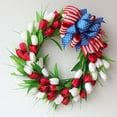 thumbnail image 7 of EGNMCR Spring Wreath Red And White Tulips, Independence Day Wreath, Large Bow Simulation, Door Hanging, Wall Hanging, Festive Decorations For Wedding Home Office Party Decoration, 7 of 7