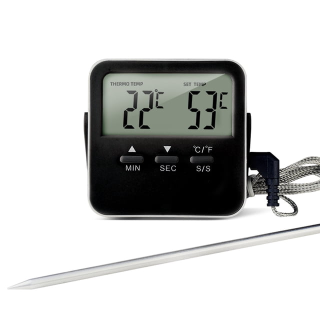Kearding Termómetro para barbacoa, Picnic, parrilla, medidor de temperatura, cocina, sonda de acero inoxidable 304, indicador de carne a para Cocina y Comedor Negro Kearding HA060984-04