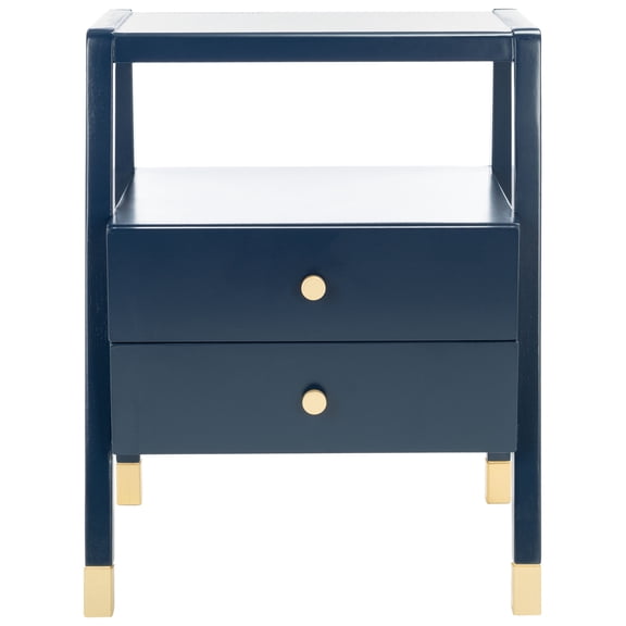 Safavieh Indoor Modern Storage Wood Rectangle End Table, Navy/Gold