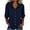 Navy, variant on GERsome Women's 3/4 Sleeve T-Shirts Button Down V-Neck Loose Fit Summer Fall Casual Collared Shirts Khaki L