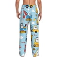 thumbnail image 3 of Uemuo Building Truck Pattern Men's Wide Leg Palazzo Lounge Pants with Pockets Light Weight Loose Comfy Casual Pajama Pants-Small, 3 of 9