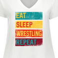 thumbnail image 4 of Inktastic Eat Sleep Wrestling Repeat Gift Women's Plus Size V-Neck T-Shirt, 4 of 5