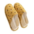 thumbnail image 4 of Memory Foam Slipper Flats for Women Winter Warm Thin Soft Confinement Shoes Soft Sole Maternity House Slippers Comfort Lightweight Yellow 5-5.5, 4 of 5