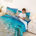 thumbnail image 3 of jejeloiu Watercolor Seashore Bed Sheets,Starfish Shell Print Full Size Sheets For Boys,Blue White,4 Pieces,1 Flat Sheet, 1 Fitted Sheet and 2 Pillowcases, 3 of 6