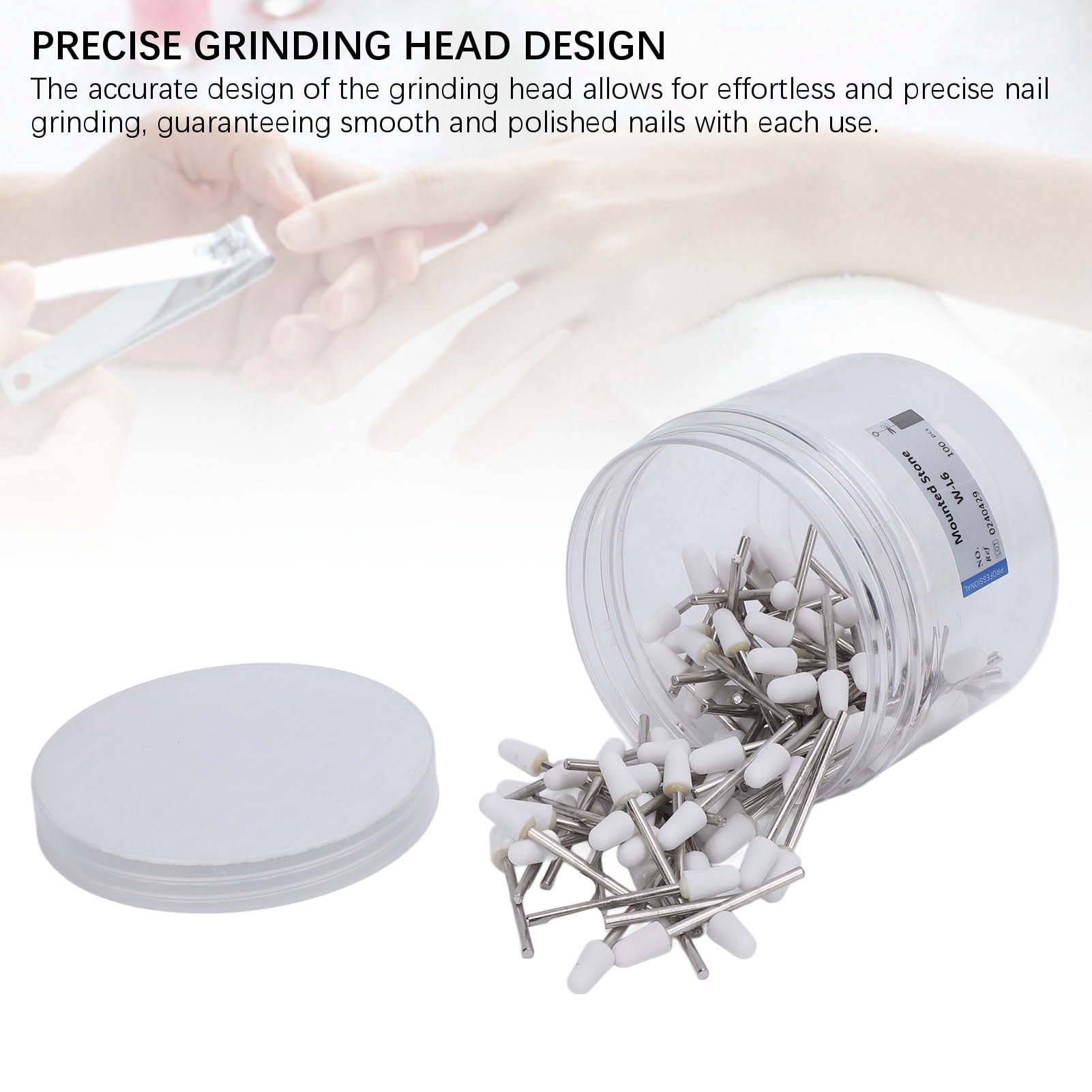 Rupoun 100 Pcs Quartz Tungsten Steel Nail Drill Bits Set, Professional Electric File Replacements for Manicure Machine, Cuticle Remover & Acrylic Gel Prep Kit, Multi Functional Rotating Tools