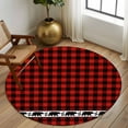 thumbnail image 3 of Red Black Plaid Round Rug 5ft Washable Circle Kitchen Rugs Non Slip Country Vintage Bear Buffalo Gingham Large Area Rug Indoor Floor Carpet for Bedroom Living Room Home Office Dining Room Nursery, 3 of 8