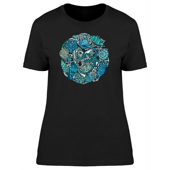 Seashells Marine Life Doodles Tee Women's -Image by Shutterstock