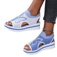 thumbnail image 2 of Domuza Women's Butterfly Knit Wedge Sandals, Breathable Open Toe Slip-On Platform Shoes, Lightweight Comfort Casual Footwear for Summer Outdoor Activities Blue 6.5（EU-37）, 2 of 6