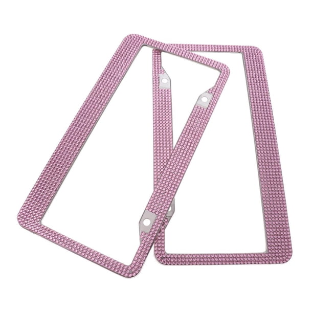 2 PCS 12'' x 6'' licencia Matrícula Bling de Imitación Rosado