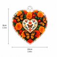 thumbnail image 3 of Dia de Los Muertos Heart Acrylic Pendant with Monarch Butterfly and Floral Design,Orange and Red,for Car Rearview Mirror,Decoration, 3 of 3