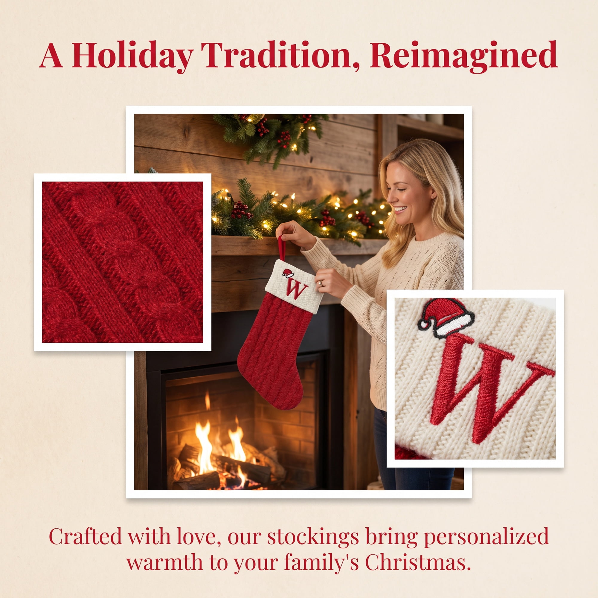 Unique Bargains Cartoon Christmas Luxury Grand Hearth Accent Stocking Letter W 8"